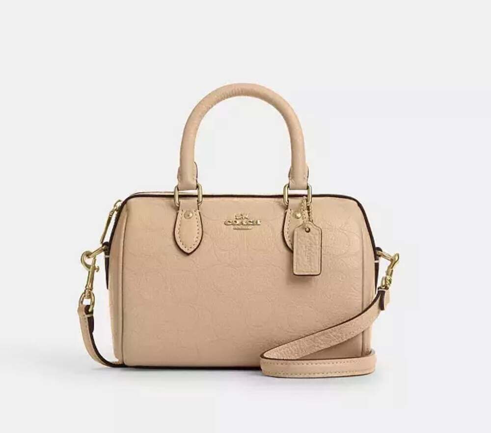 Coach Mini Rowan Crossbody Bag In Signature Leather - Oat